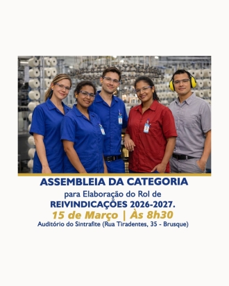 Sintrafite convoca trabalhadores têxteis para assembleia que definirá reivindicações da negociação salarial 2026/2027